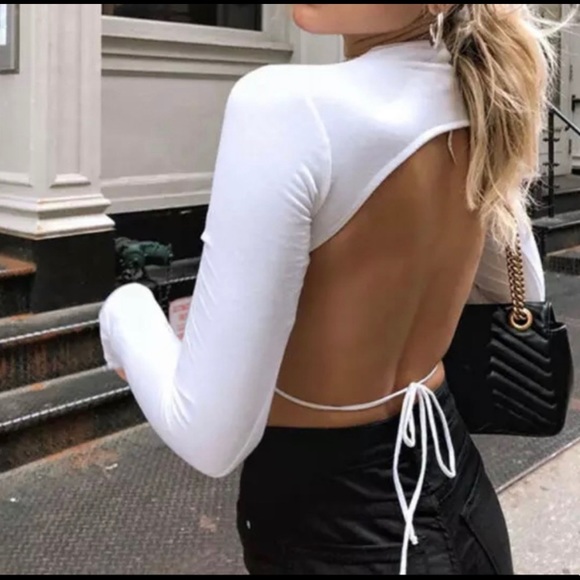 ASOS Tops - White Tie Open Back Crop Top